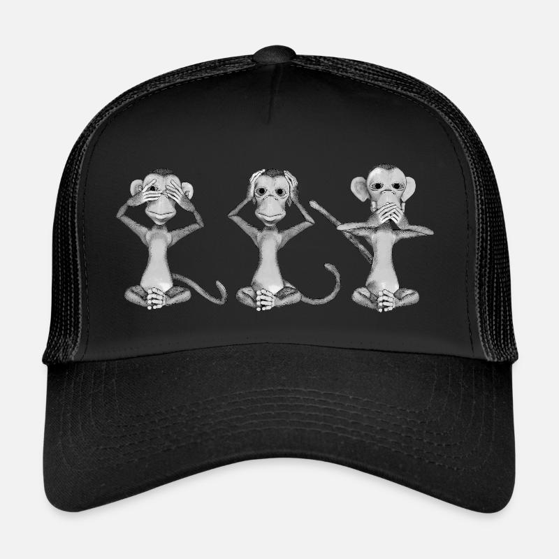 Die drei Affen - Trucker Cap - Schwarz/Schwarz