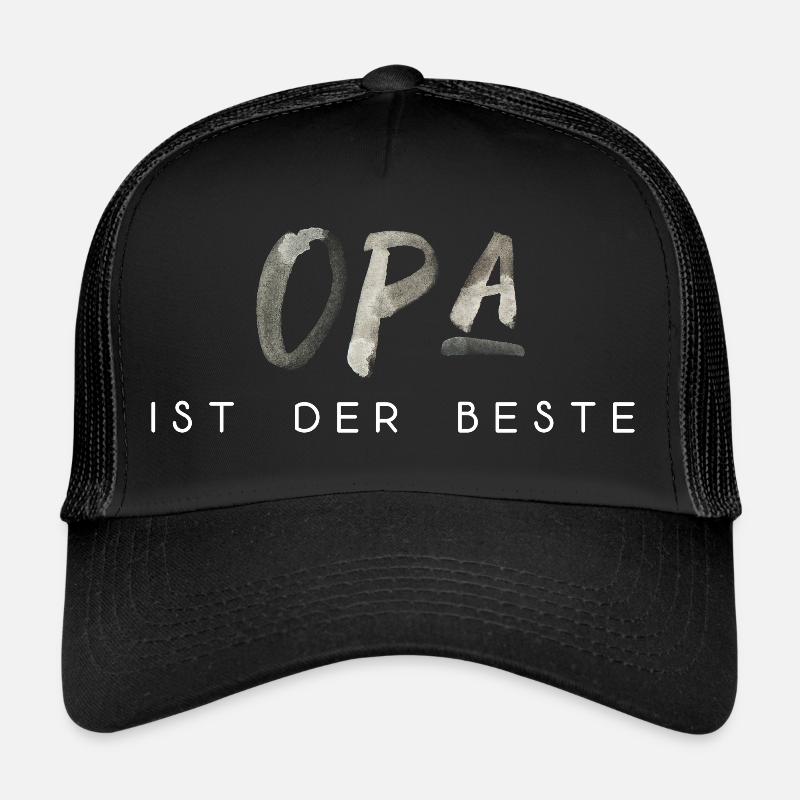 Opa ist der Beste Spruch Schrift Text Großvater - Trucker Cap - Schwarz/Schwarz