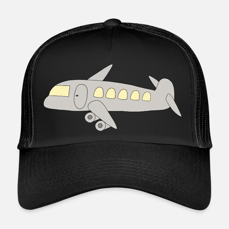 Flugzeug - Trucker Cap - Schwarz/Schwarz