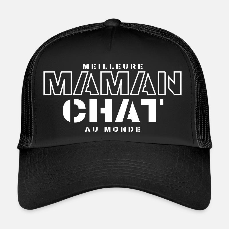 Maman chat - Casquette trucker  - noir/noir