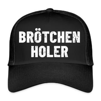 Brötchenholer Frühaufsteher Brötchen holen - Trucker Cap - Schwarz/Schwarz - Vorne