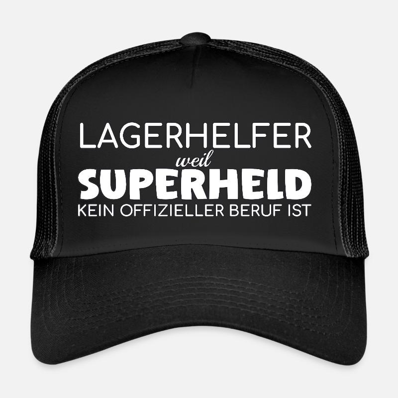 Lagerhelfer Superheld - Trucker Cap - Schwarz/Schwarz
