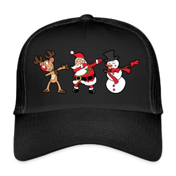Dabbing Dab Rentier Weihnachtsmann Schneemann Xmas - Trucker Cap - Schwarz/Schwarz - Vorne