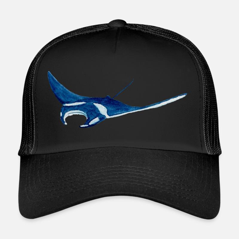 Raie manta var2 - Casquette trucker  - noir/noir