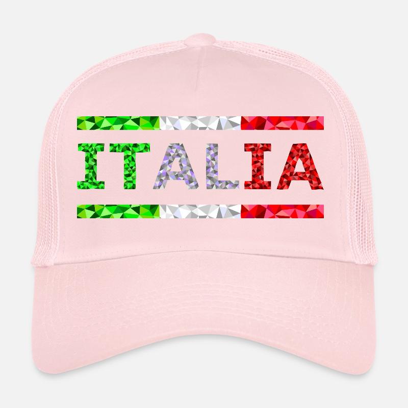 Italie texte et drapeau comme bandes low poly Casquette trucker 