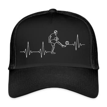 Fußball Herzschlag zur Liebe zum Kicken Soccer EKG - Trucker Cap - Schwarz/Schwarz - Vorne
