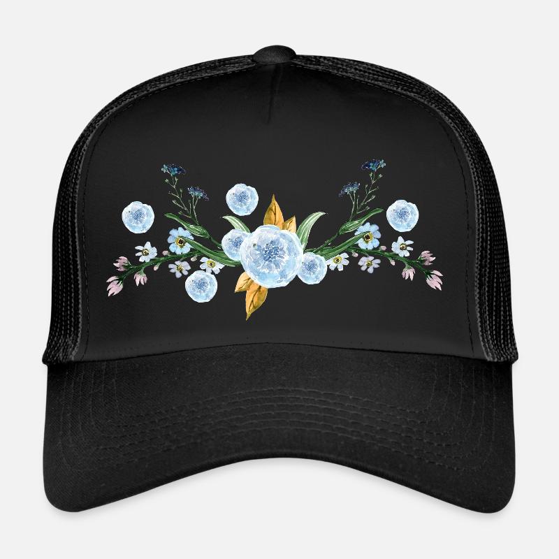Blumen - Trucker Cap - Schwarz/Schwarz