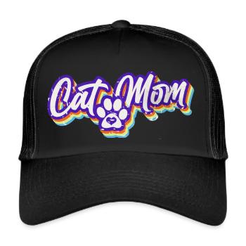 mom cat dog mama baby eltern supermom wife - Trucker Cap - Schwarz/Schwarz - Vorne