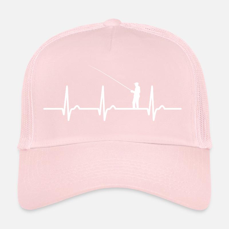 Courbe ECG - courbe cardiaque - pouls - pêche - canne à pêche Casquette trucker 