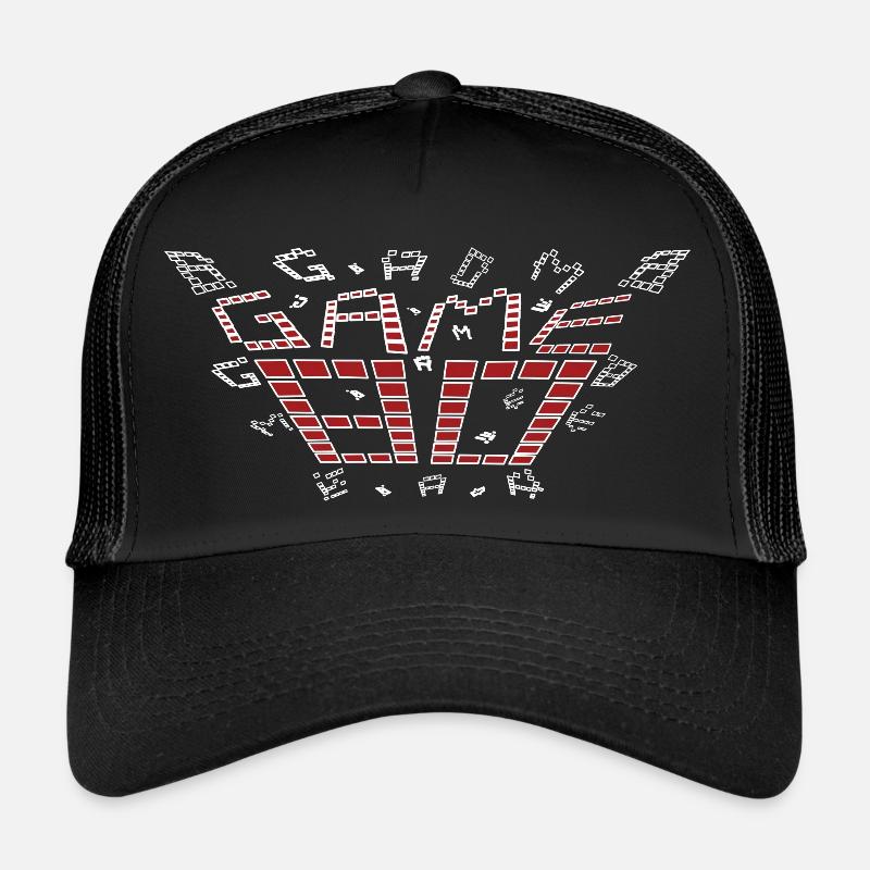 Game 80s design red white - Trucker Cap - Schwarz/Schwarz