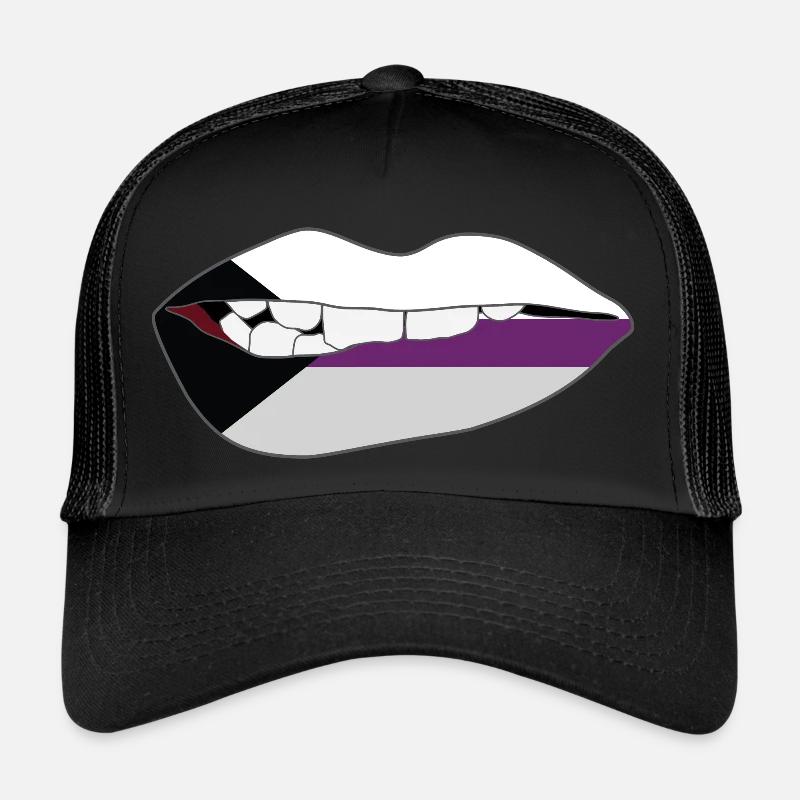 Biting Lips - Demisexual Flag Trucker Cap