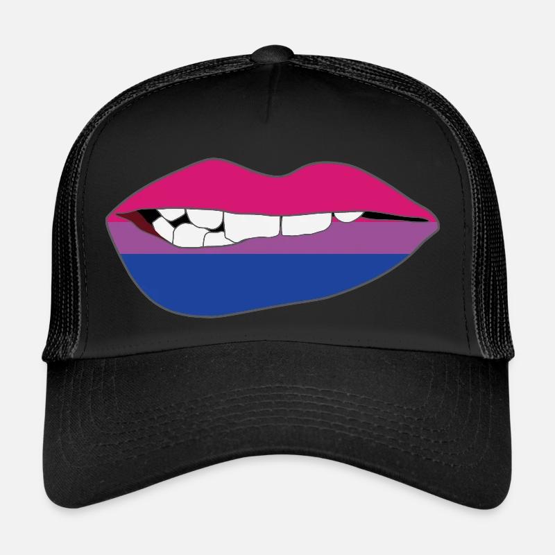 Biting Lips - Bisexual Flag - Trucker Cap - black/black