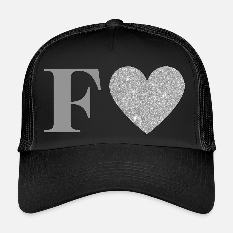 Letter f silver heart Trucker Cap