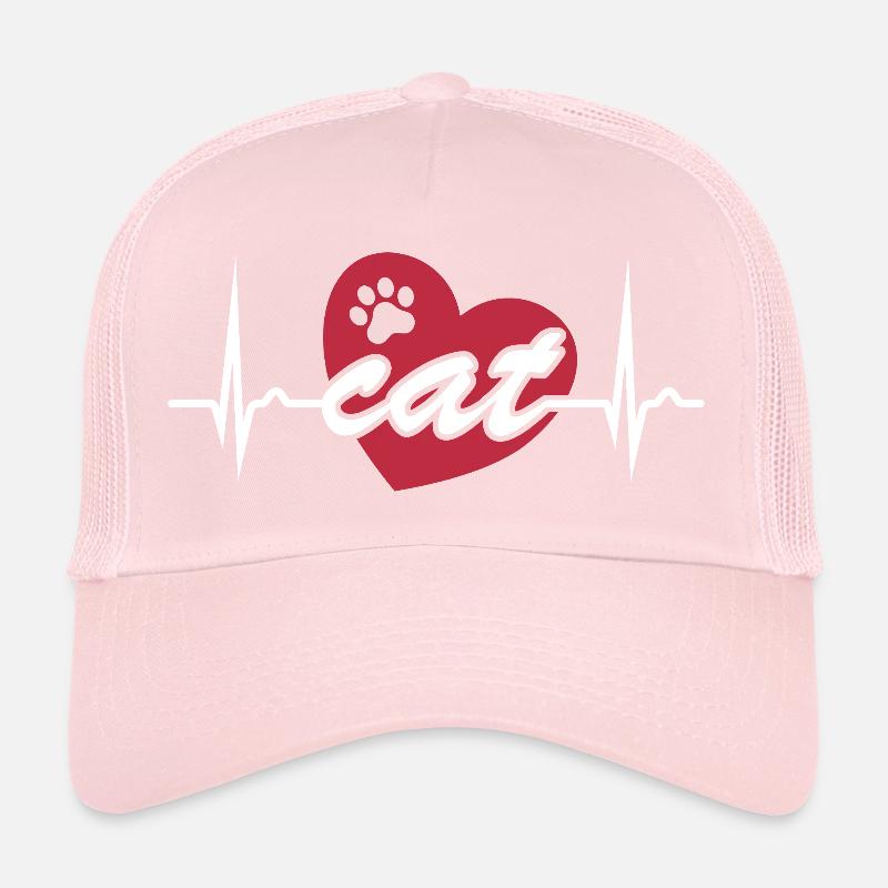 Courbe ECG - Courbe cardiaque - Pouls - Chat - Patte Casquette trucker 