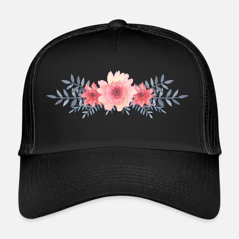 Blumenfahne - Aquarell - Rosa Trucker Cap