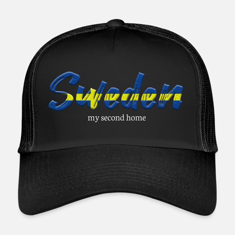 Suède résidence secondaire Suède drapeau vacances disant - Casquette trucker  - noir/noir