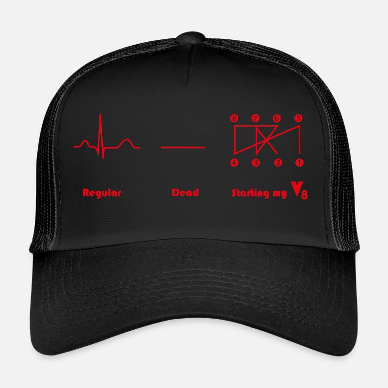 V8 engine Crossplain Heartbeat design Trucker Cap