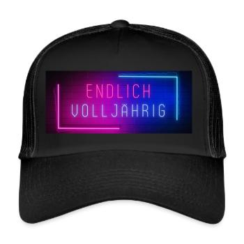 Endlich 18 volljährig 5 - Trucker Cap - Schwarz/Schwarz - Vorne