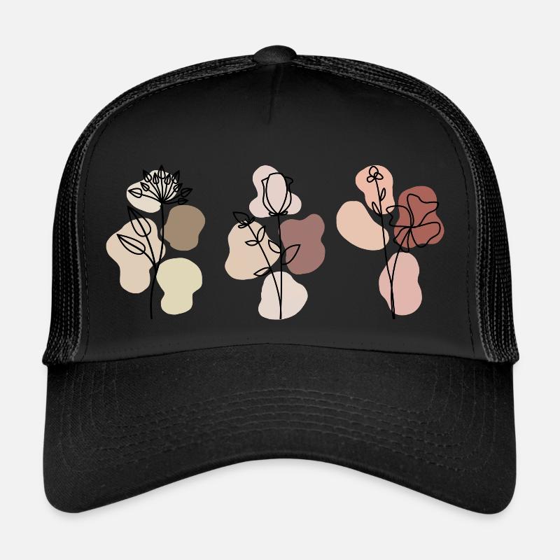 Schwarze Blüten - Trucker Cap - Schwarz/Schwarz