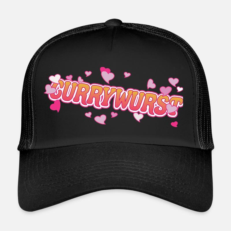 Currywurst cool avec motif de cœurs roses Casquette trucker 