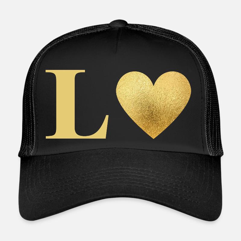 Buchstabe l Goldenes Herz Trucker Cap