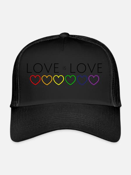 L'amour est l'amour Coeur chaîne arc-en-ciel - Casquette trucker  - noir/noir - Devant