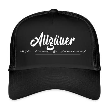 Allgäuer mit herz und verstand, Allgäuer Design - Trucker Cap - Schwarz/Schwarz - Vorne