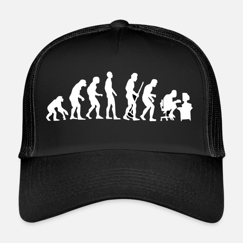 Evolution du singe à l'homme tordu en arrière Pc nerd - Casquette trucker  - noir/noir