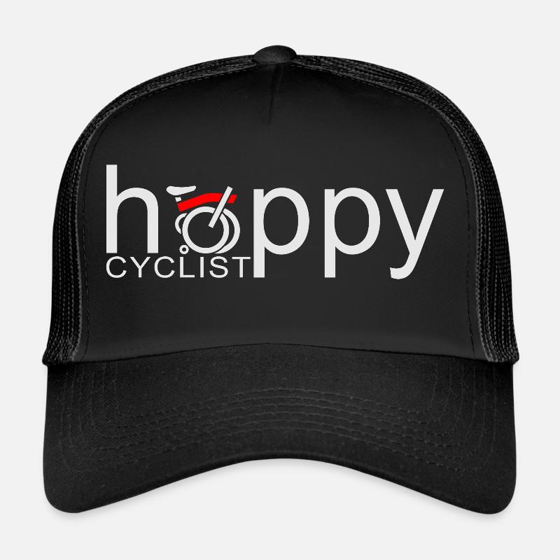 CHAINSTORY X Brompton Glücklicher Radfahrer - Trucker Cap - Schwarz/Schwarz