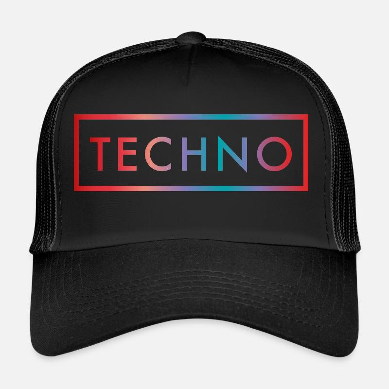 Techno Color Minimal Geschenk - Trucker Cap - Schwarz/Schwarz