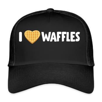J'aime les gaufres gaufres idée cadeau boutique de gaufres - Casquette trucker  - noir/noir - Devant