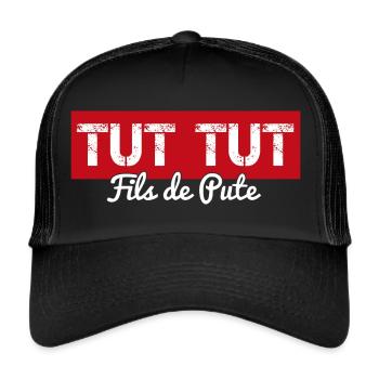 tut tut fils de pute | voiture mécanique - Casquette trucker  - noir/noir - Devant