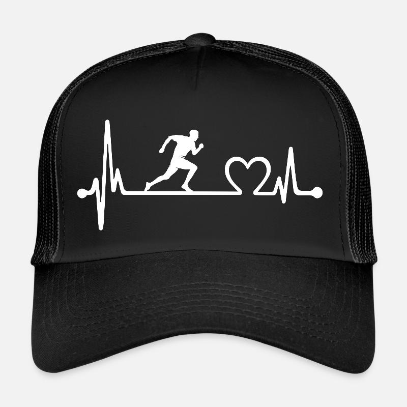Heartbeat Running man run fun shirt gift idea Trucker Cap