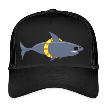 Funny Shark - Trucker Cap - black/black - Front