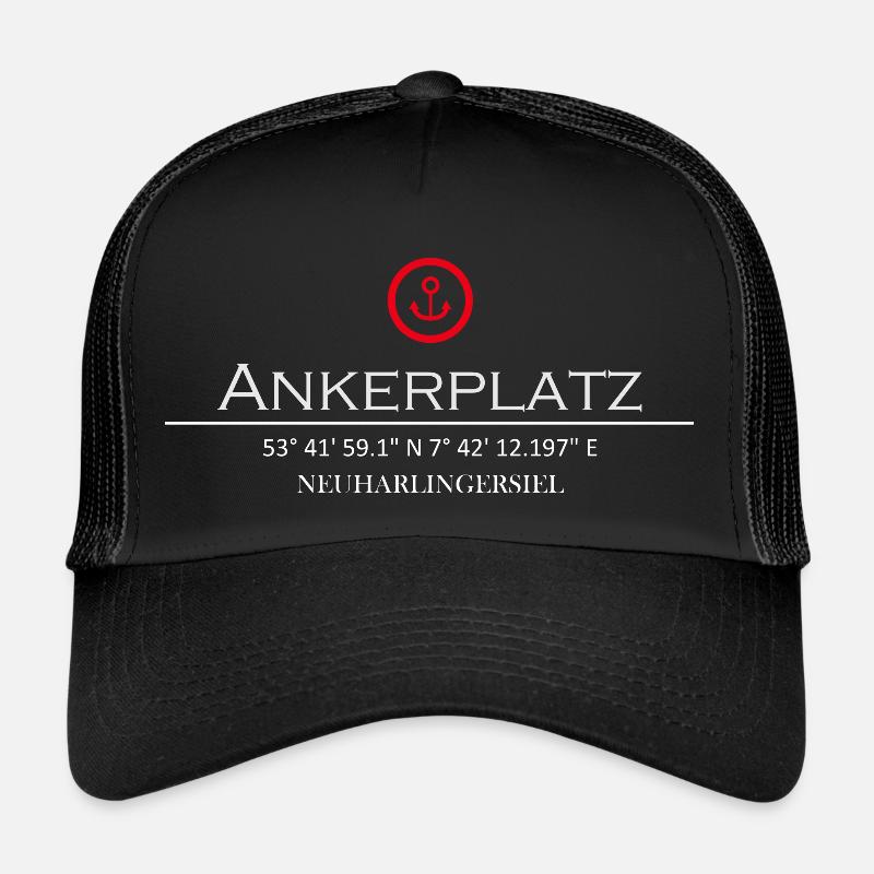 Ankerplatz Neuharlingersiel - Trucker Cap - Schwarz/Schwarz