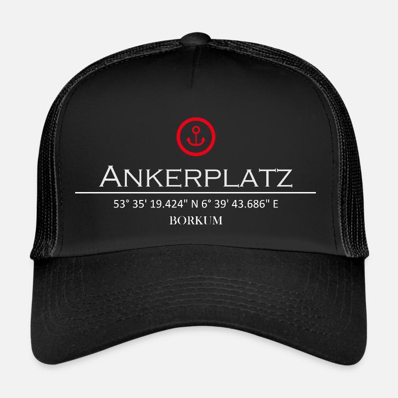 Ankerplatz Borkum - Trucker Cap - Schwarz/Schwarz