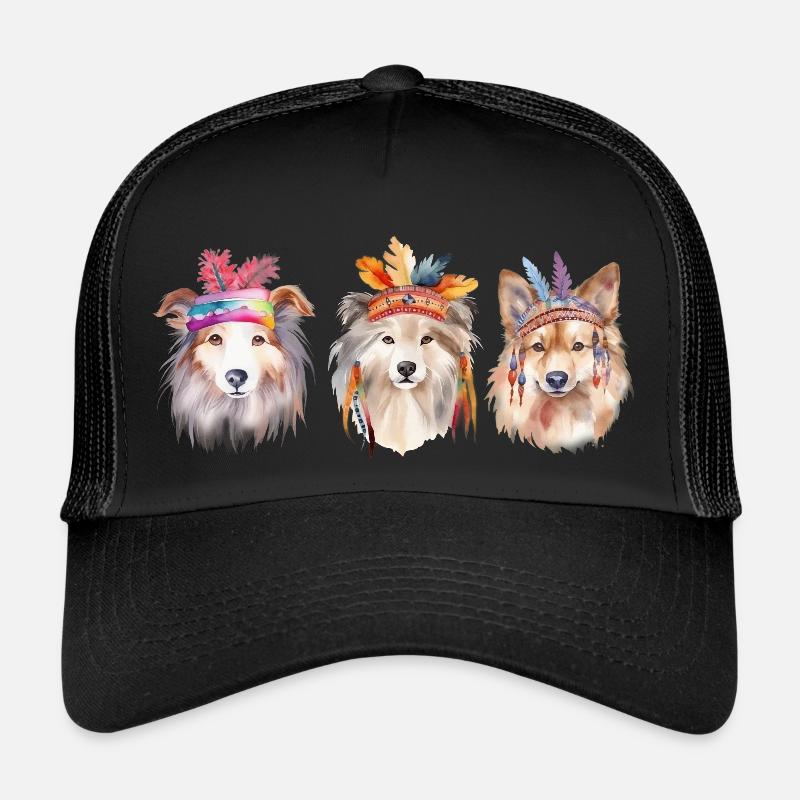 Drei Hunde - Trucker Cap - Schwarz/Schwarz