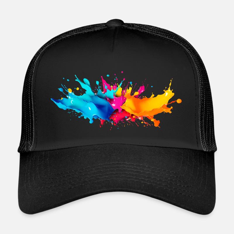 Explosion de Peinture - Casquette trucker  - noir/noir