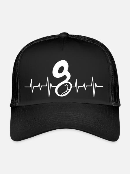 Sousaphone Heartbeat Ecg Brass Band Musician - Trucker Cap - black/black - Front