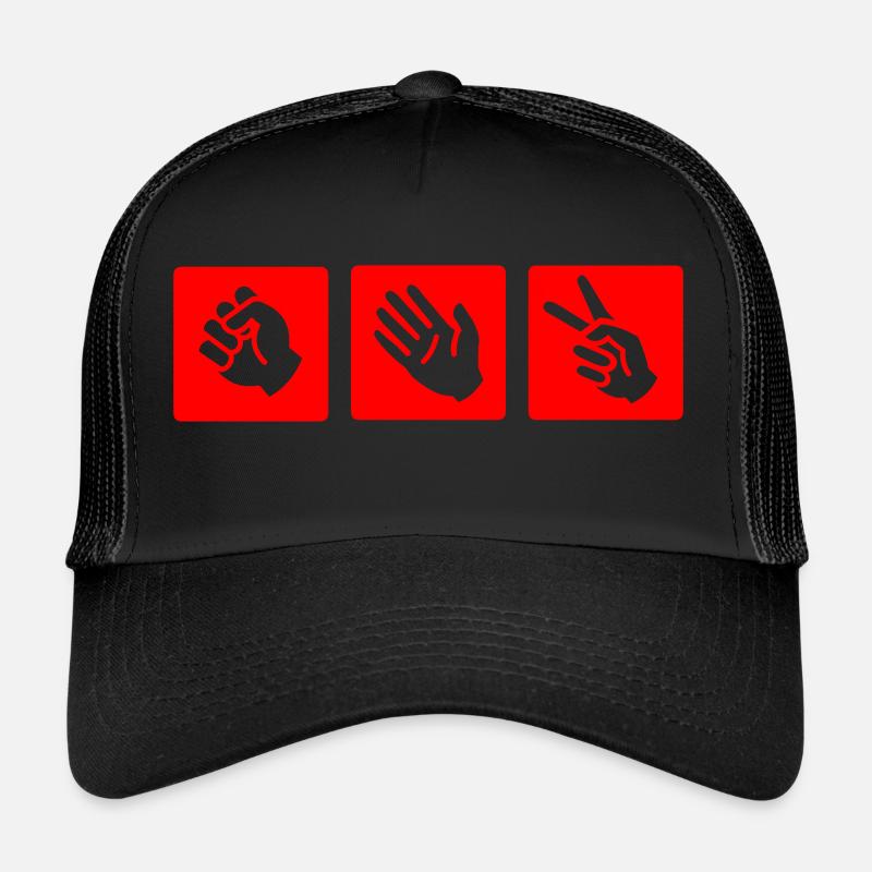 Schere Stein Papier // rock paper scissors v1 - Trucker Cap - Schwarz/Schwarz