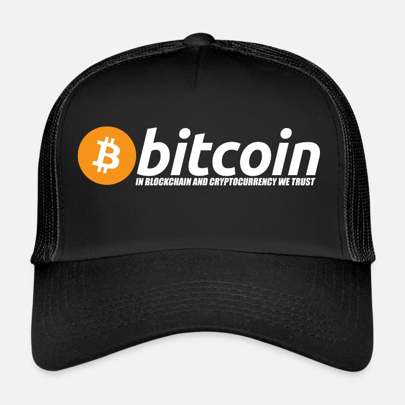 logo Bitcoin avec titre d'appel blanc Casquette trucker 
