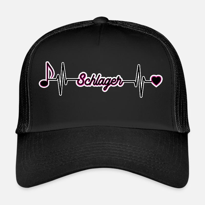 Schlager Fans Geschenkidee Herzschlag Puls - Trucker Cap - Schwarz/Schwarz