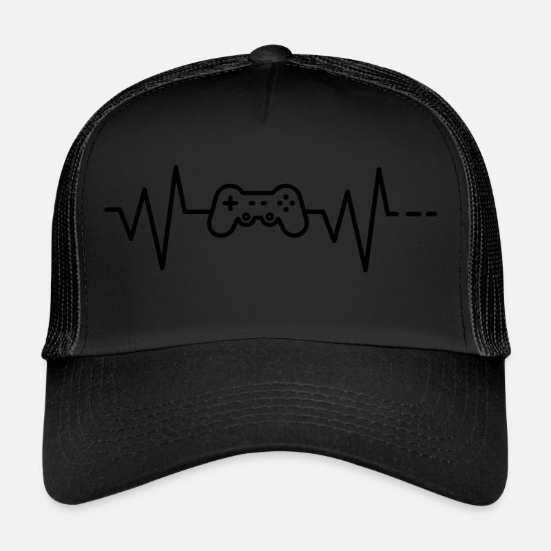 Heartbeat Gaming / Gamer / Conroller / Gamepad - Trucker Cap - black/black