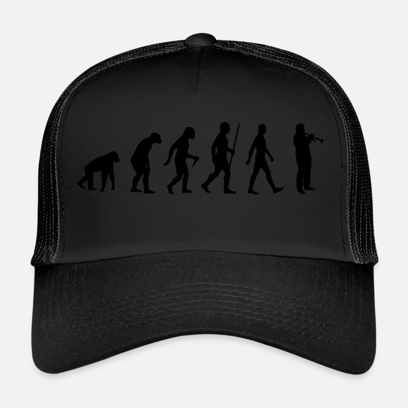 Trompette. Evolution, humain, instrument de musique de singe Casquette trucker 