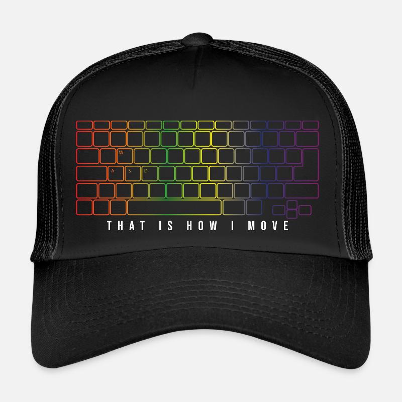 Gamer WASD Gaming PC Master Race Zocker Geschenk - Trucker Cap - Schwarz/Schwarz