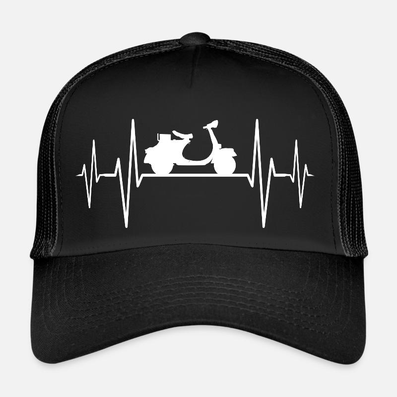 Vintage Roller Moped Retro 80s ECG Heartbeat Trucker Cap