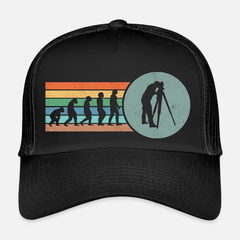 Retro Land Surveying Human Evolution Engineer Land Trucker Cap