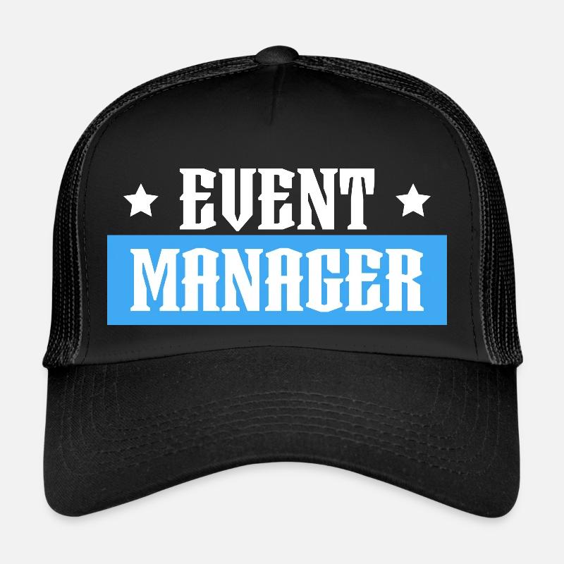 Event Manager tshirt bleu noir Casquette trucker 
