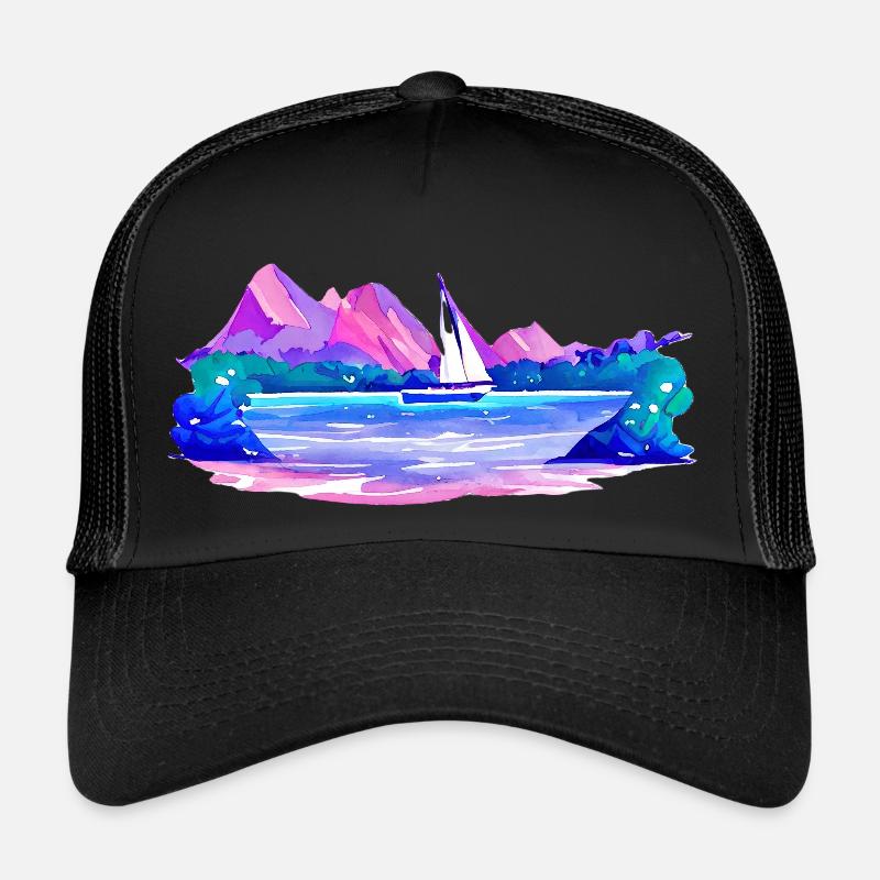 Sailing Sailing Sailing Sailing Sailboat - Trucker Cap - black/black