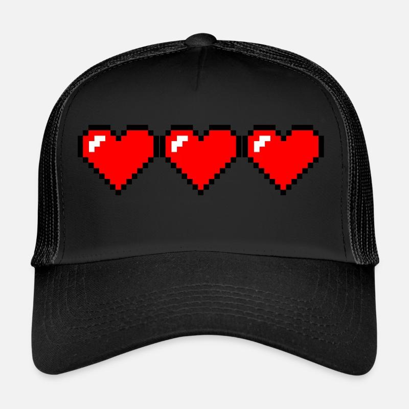 3 Pixel Herzen Trucker Cap